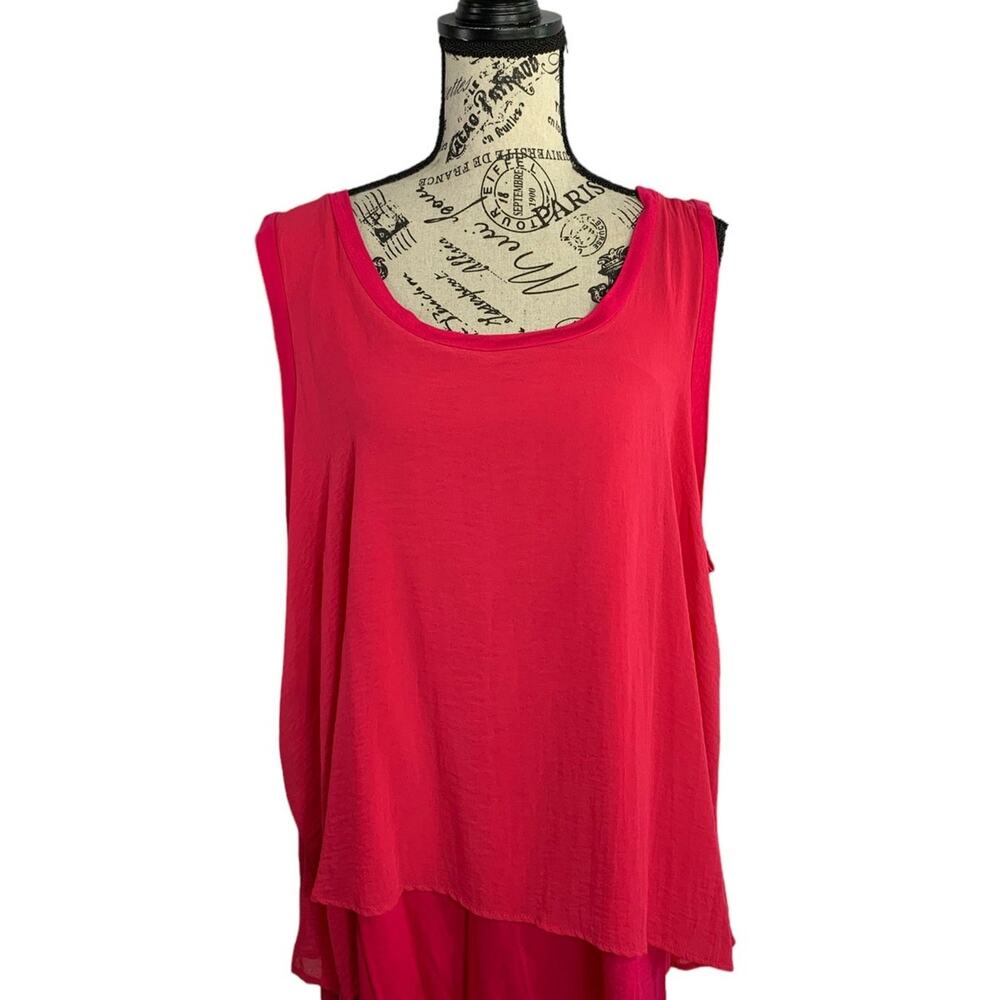 Cameo Appearance Women’s Size 3X Tank Top Layered 100% Rayon Magenta Pink NEW